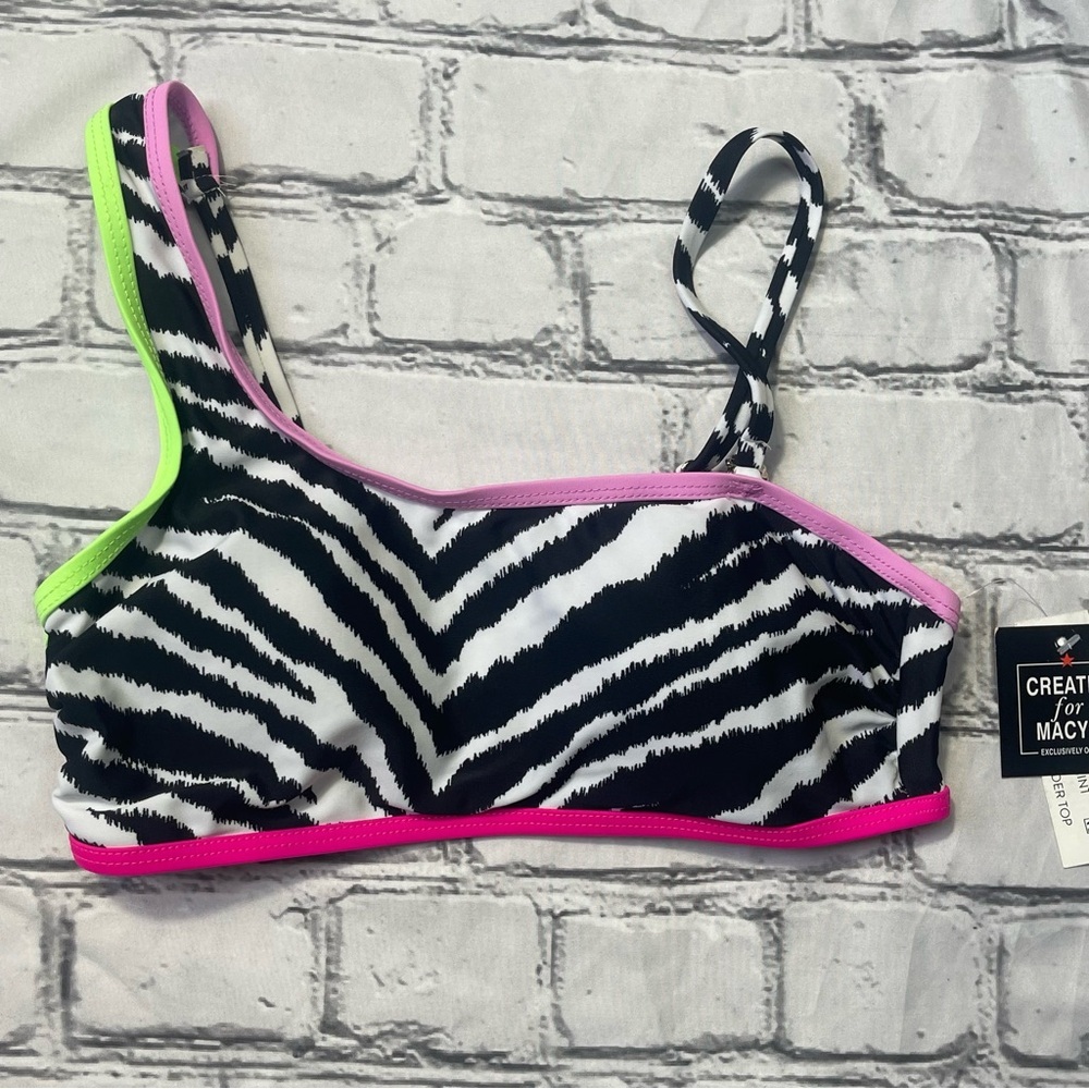 Zebra Print with Neon Accents Bikini Top